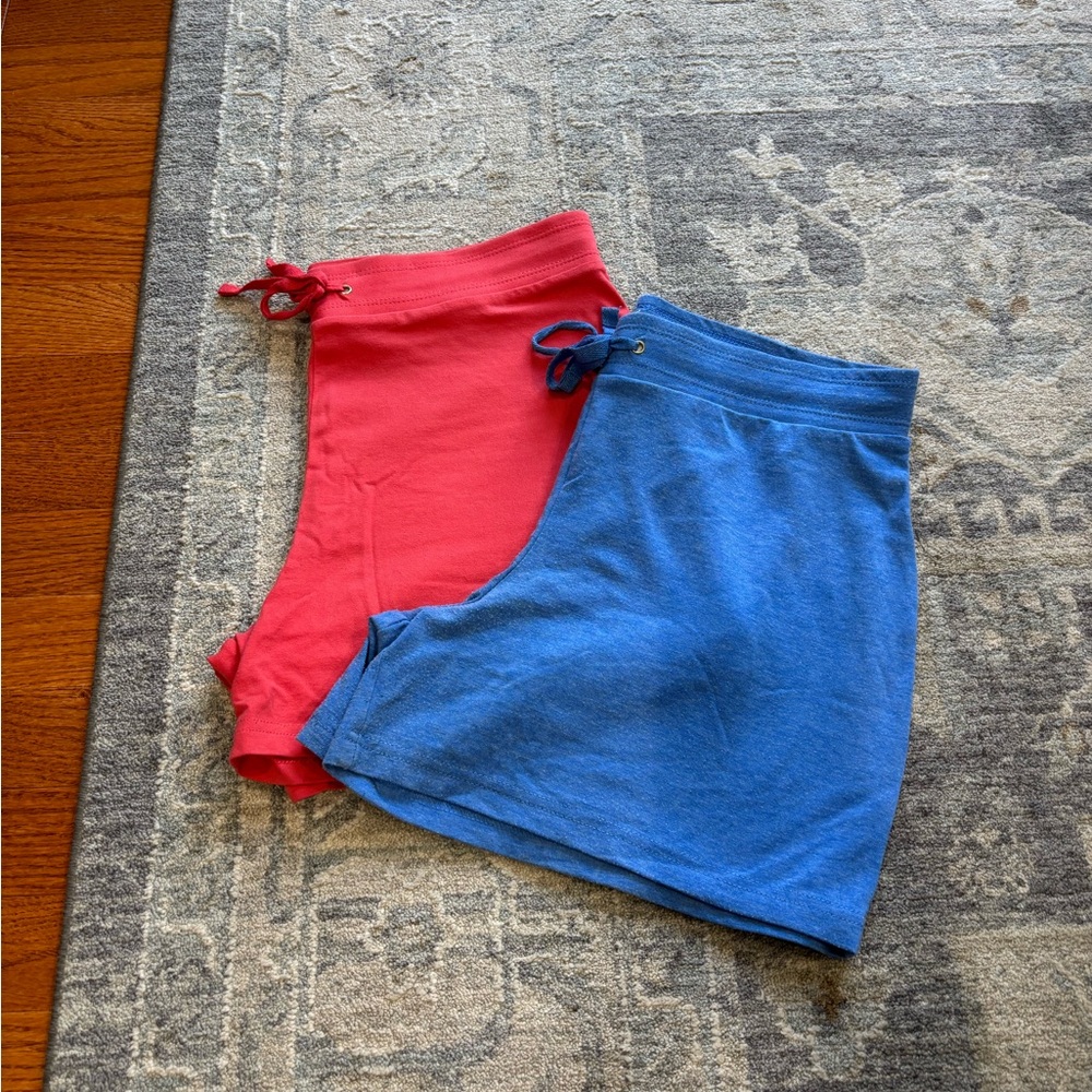 Red and Blue Casual Shorts Set